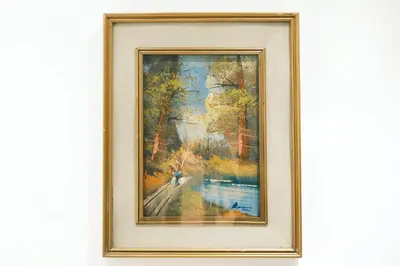 a framed picture of a painting of a river at Termini Rita House in Rome