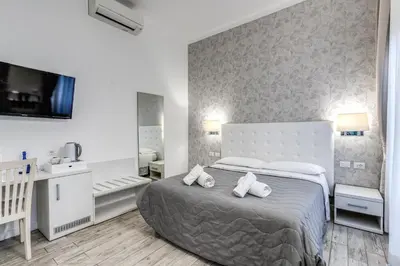 a bedroom with a large bed and a tv at Gardenia Suite in Rome