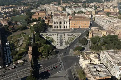 an aerial view of a building in a city at Cioccis Boutique Apartment in Rome