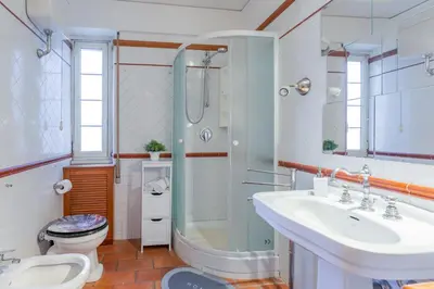 a bathroom with a sink and a shower and a toilet at Milvio Bridge - Olympic Stadium, Farnesina, A-C in Rome
