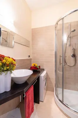 a bathroom with a sink and a shower at Appartamento Celio in Rome