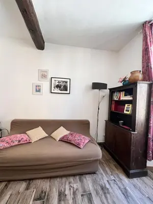 a room with a couch and a book shelf at Dolce Casa in San Pietro in Rome