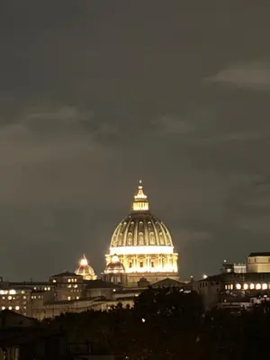 a dome of a building with lights on at ST. PETER'S ROOMS SUITE in Rome