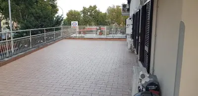 a view of a walkway from a balcony at Trastevere Residenze in Rome