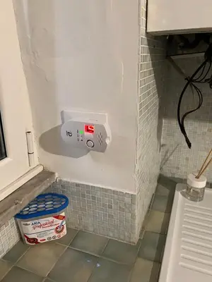 a corner of a bathroom with a sink and a counter at Home Rent Mancini in Rome