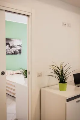 a room with a desk with a potted plant on it at Vatican Rooms Holiday in Rome in Rome