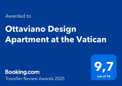 a blue sign with the words ovationania design appointment at the vatican at Ottaviano Design Apartment at the Vatican in Rome