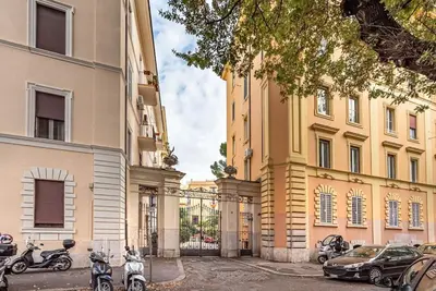 a group of motorcycles parked in front of a building at Charming Apartment in the centre of Rome in Rome