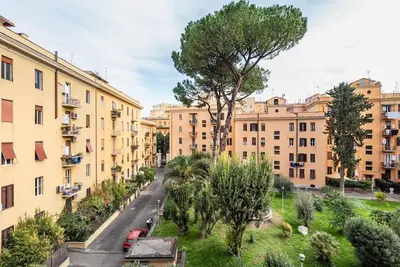 a view of a street in a city with buildings at Charming Apartment in the centre of Rome in Rome