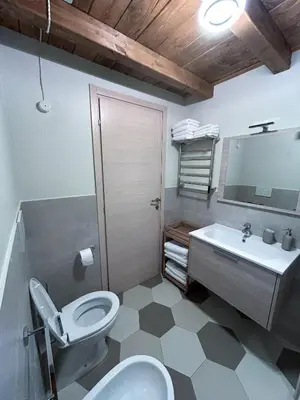 a bathroom with a toilet and a sink at LOFT 125 passi dal Colosseo in Rome