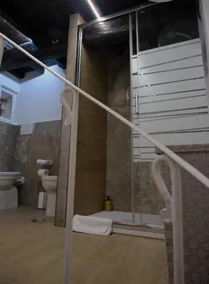 a bathroom with a shower and a toilet at Petit loft de Rome Vatican Apartment in Rome