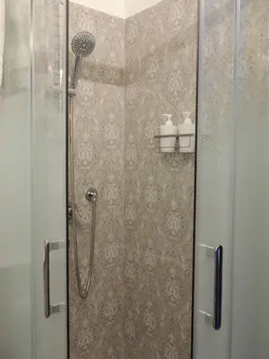 a shower with a shower head in a bathroom at Madonna della Neve in Rome