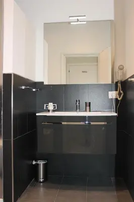 a bathroom with a sink and a mirror at Little Rose Lodge in Rome