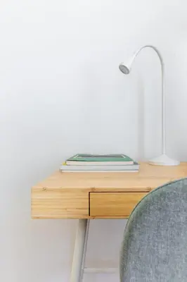 a desk with a lamp and a chair on it at Professor's house in Porta Pia in Rome