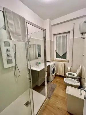 a bathroom with a shower and a toilet and a sink at Domus Antonia in Rome