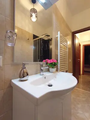 a bathroom with a sink and a mirror at La Dimora di Magi in Rome