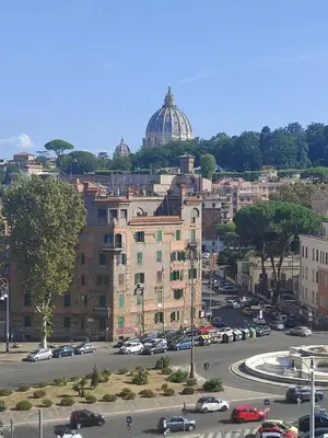 a city with cars parked in a parking lot at Casa Mariella Quartiere Trionfale - Prati in Rome