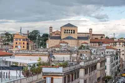 a view of a city with buildings andphalt at Lungotevere Testaccio Rooftop in Rome