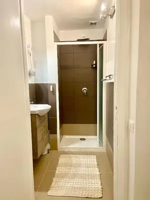 a bathroom with a shower and a sink at la Borghese in Rome