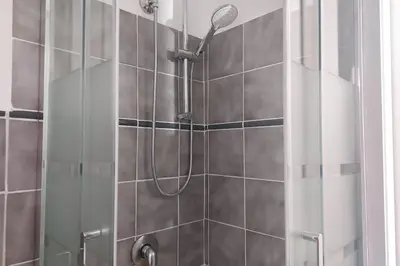 a shower with a shower head in a bathroom at Terrace Mariù Apartment in Rome