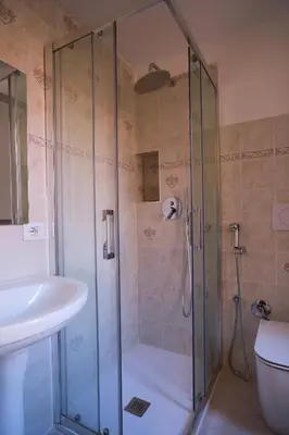 a bathroom with a shower and a sink at Bonavista inn in Rome