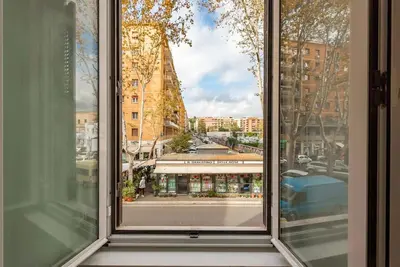 a view of a city street from a window at La Casa dello Scrittore - Writer's Home in Rome
