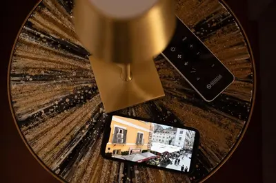 a view of a camera with a picture of a train at Campo de Fiori Charming Accommodation in Rome