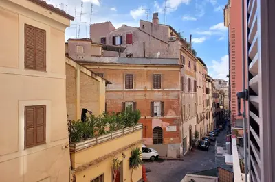 a view of an alley from a building at Monti Studio in Rome