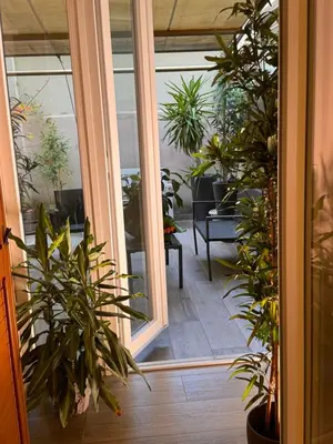 a glass door with a bunch of potted plants at GetRoma apartment Vatican Museum in Rome