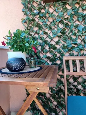 a plant in a vase on a wooden table at Pigneto Happy Stay in Rome