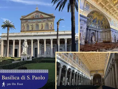a collage of photos of a building with a palm tree at Stanza da Apollo e Diana in Rome