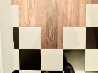 a black and white checkered floor in a bathroom at Vintage in Trastevere in Rome