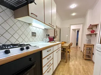 a kitchen with a stove and a counter top at San Pietro city center close to the subway in Rome