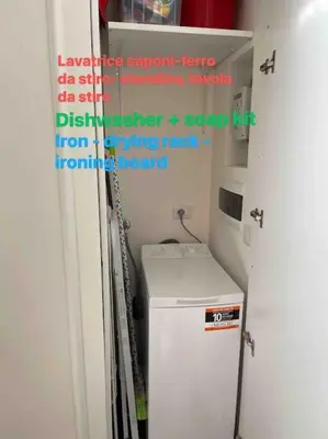 a small refrigerator in a kitchen with a sign on it at Your Cozy Home in Rome- Gemelli- close to downtown in Rome