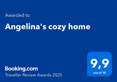 a blue screen with the words aygelimas cozy home at Angelina's cozy home in Rome