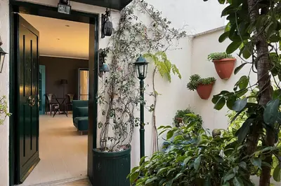 an open door with potted plants and a lamp at LA VUE DE PAULINE in Rome