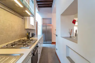 a kitchen with a stove and a refrigerator at PgrHome Boschetto in Rome