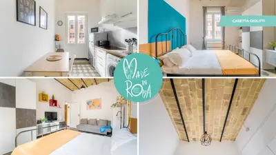 a collage of photos of a kitchen and a living room at Casetta Giolitti, Cozy Apt in the Heart of Rome in Rome