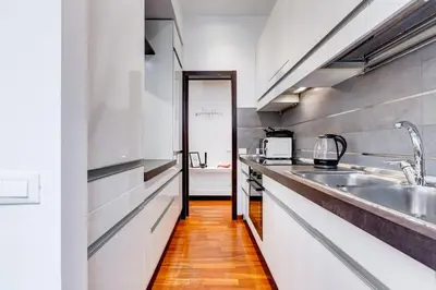 a kitchen with a sink and a counter at BDC - Fancy 2-Bdr Apt @Vatican in Rome