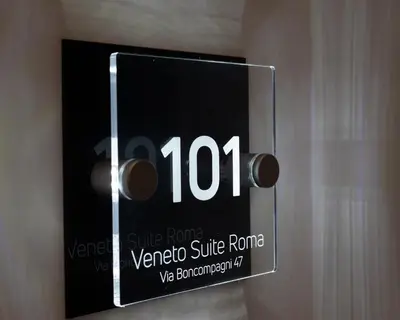 a sign on a wall with the number on it at Veneto Suite Roma in Rome