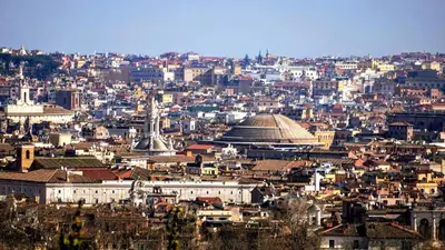 a cityscape of a city with buildings and mosques at Casa de mi Zia in Rome