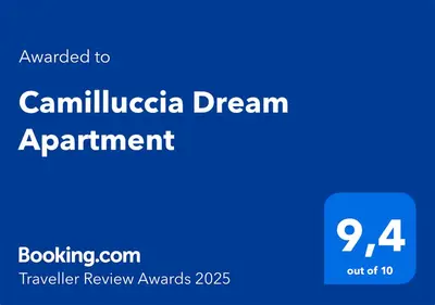 a blue rectangle with the words camilucota dream appointment at Camilluccia Dream Apartment in Rome