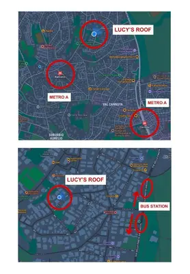a map of the lvs roof and the lvs root at Lucy's Roof in Rome