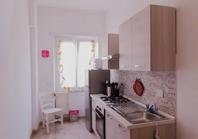 a kitchen with a sink and a stove top oven at Lucy's Roof in Rome