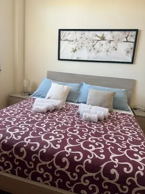 a bedroom with a large bed with two pillows at Mon-Tis Paolo V - vicino metro Cornelia in Rome