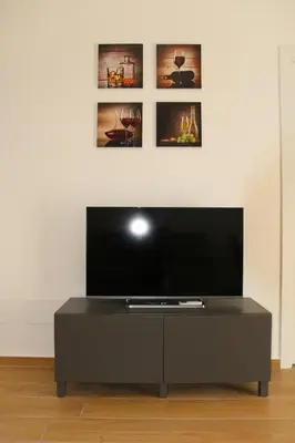 a living room with a flat screen tv on a wall at Casa di Alice in Rome