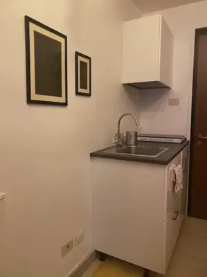 a kitchen with a sink and a counter top at Monteverde Suites in Rome