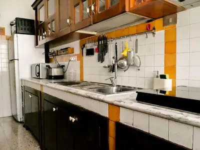 a kitchen with a sink and a counter top at Chic and Spacious Rome Penthouse in Rome