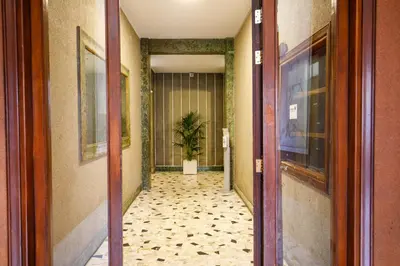a hallway with a door leading to a room with a plant at Aureliana House Roma in Rome