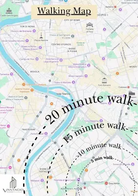 a map of a walking map with the words walk at Ædrian's Loft. Boutique apartment with private terrace in the center of Rome in Rome
